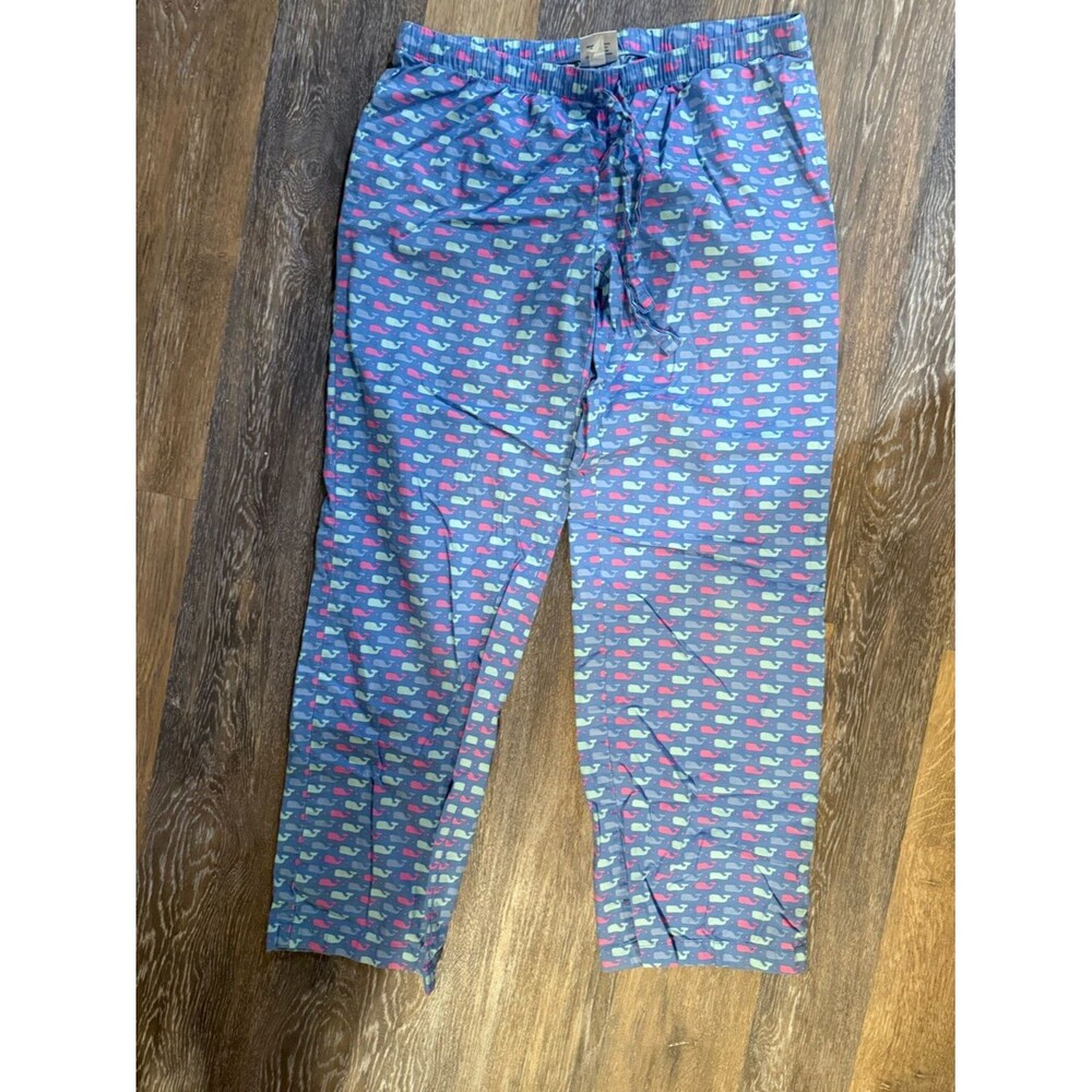 Vineyard Vines Womens Whale-Print Pajamas in Blue with Pink & Teal Accents